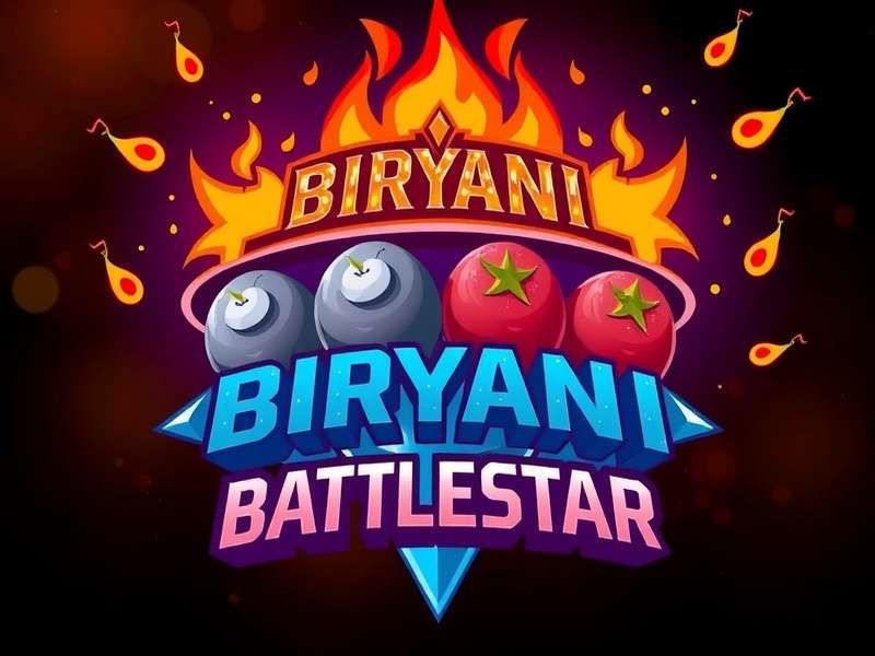 Biryani Battlestar game logo with spicy ingredients